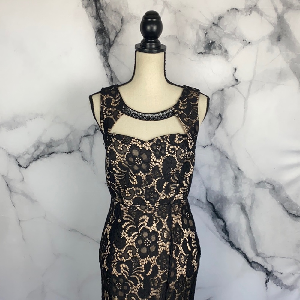 ๐ Sweet Storm black lace overlay evening dress Large - Picture 1 of 10